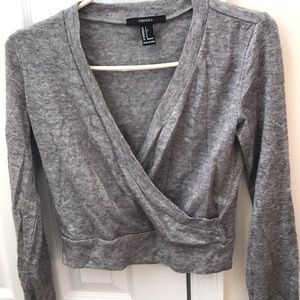 Forever 21 Grey Long Sleeved Crop Top Size Small